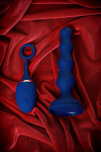 Синяя анальная вибровтулка с пультом ДУ ToyFa OPlay Wave 221003 (15,5 см)