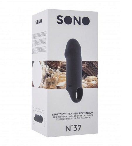 Серая насадка Shots Media BV Stretchy Thick Penis Extension No.37 SON037GRY