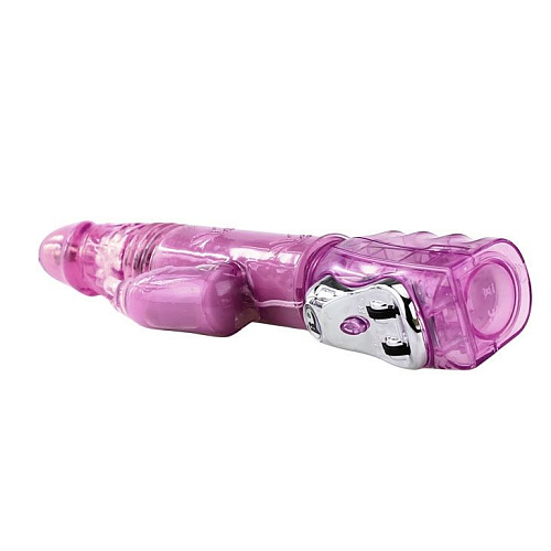 Розовый вибромассажёр с ротацией, возвратно-поступательным движением и стимулятором клитора Baile BW-020525R-0101 (29 см)