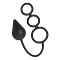 Чёрное тройное эрекционное кольцо с анальным стимулятором XR Brands Triple Threat AD702