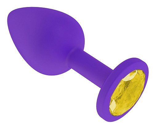Фиолетовая силиконовая пробка с жёлтым кристаллом Сумерки богов 519-11 yellow-DD (7,3 см)