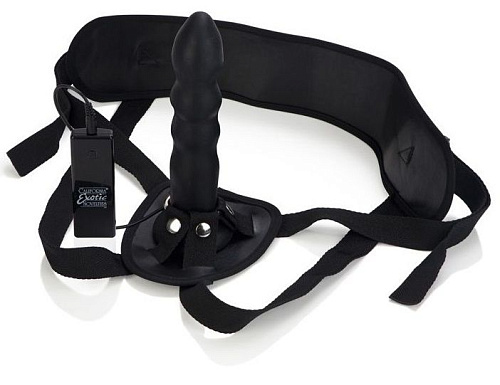 Чёрный страпон с вибрацией California Exotic Novelties 10-FunctionSilicone Love Rider Thruster SE 1498-35-3 (17,7 см)