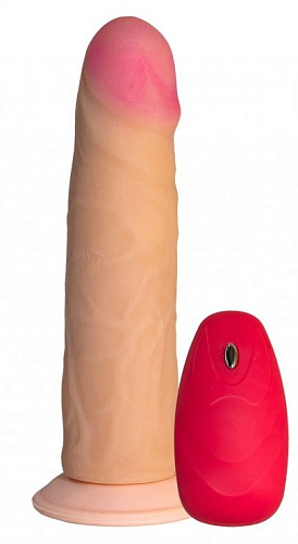 Телесный реалистичный вибратор с пультом Сумерки богов №67 3204-67 BX DD (18 см)