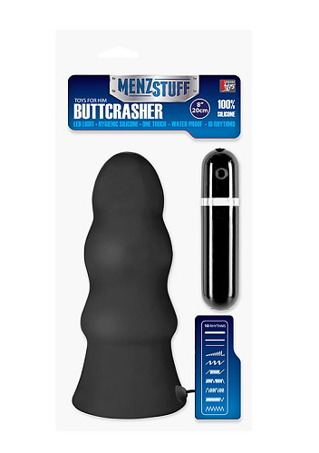 Чёрная виброёлочка Dream Toys MENZSTUFF VIBRATING BUTTCRASHER WAVED 21022 (20 см)