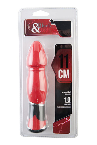 Красный вибратор с заострённой головкой ToyFa 901335-9 (11,4 см)