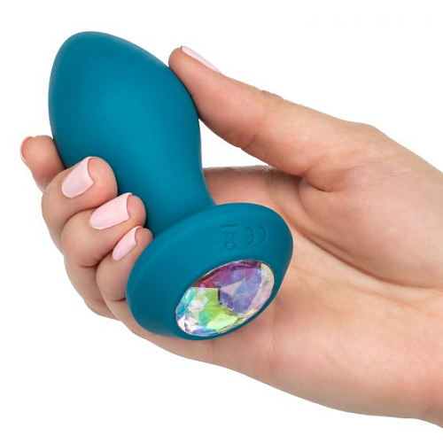 Бирюзовая анальная вибропробка с кристаллом California Exotic Novelties Power Gem Vibrating Crystal Probe SE-0385-16-3 (10,75 см)