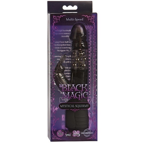 Чёрный вибратор с вращающимися бусинами Doc Johnson Black Magic Mystical Squirmy 0951-14-BX (19 см)