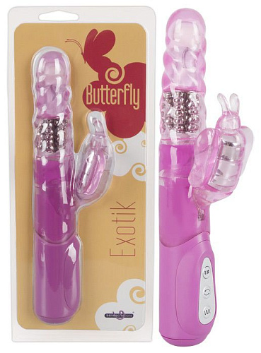 Розовый вибратор с клиторальной бабочкой Seven Creations EXOTIC BUTTERFLY 0581860 (21,5 см)