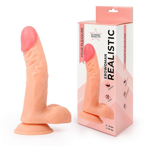Фаллоимитатор-реалистик на присоске телесного цвета Bior toys Erowoman ER-30066
