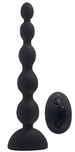 Чёрный анальный вибростимулятор с пультом ДУ Howells Anal Beads L 189024black (21,5 см)