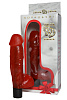 Красный гелевый вибратор с мошонкой Сумерки богов 322-05 BX DD (16 см)
