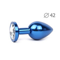 Коническая синяя анальная втулка с прозрачным кристаллом Anal Jewelry Plug BLUL-01 (9,3 см)