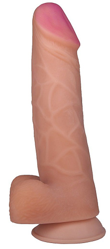 Гигантский фаллоимитатор телесного цвета с мошонкой и присоской LOVETOY (А-Полимер) 719001 (26 см)