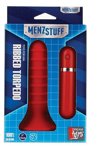 Красный анальный вибратор с рёбрышками Dream Toys 20720 (13 см)