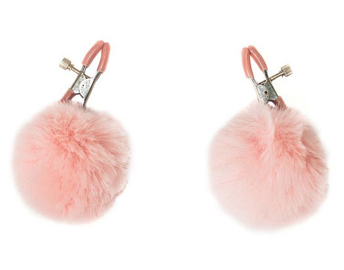 Зажимы на соски с розовыми меховыми шариками Lola toys Angelic 1140-02lola