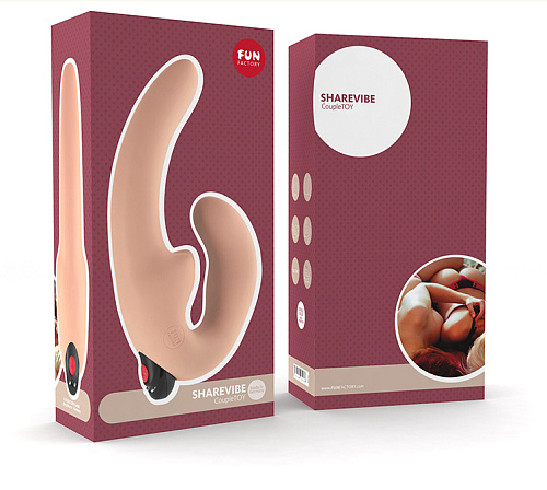 Телесный безремневой страпон с вибрацией Fun Factory Sharevibe 26204