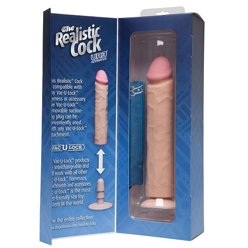 Реалистичный фаллоимитатор телесного цвета без мошонки Doc Johnson 0276-31-BX (27 см)