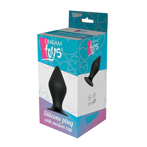 Чёрная анальная пробка Dream Toys PLUG WITH SUCTION CUP 21464 (11 см)
