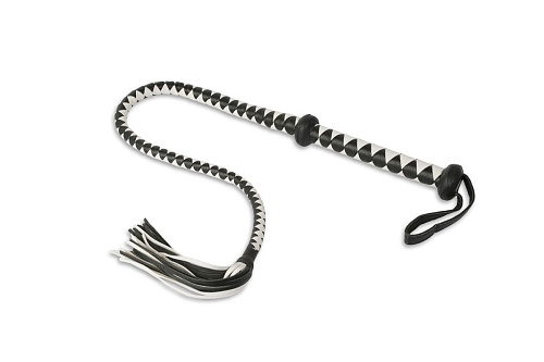 Чёрно-белый кнут их кожзама Пикантные штучки DP493 (125 см)