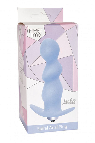 Нежно-голубая анальная пробка с вибрацией Lola toys Spiral Anal Plug 5005-02lola (12 см)