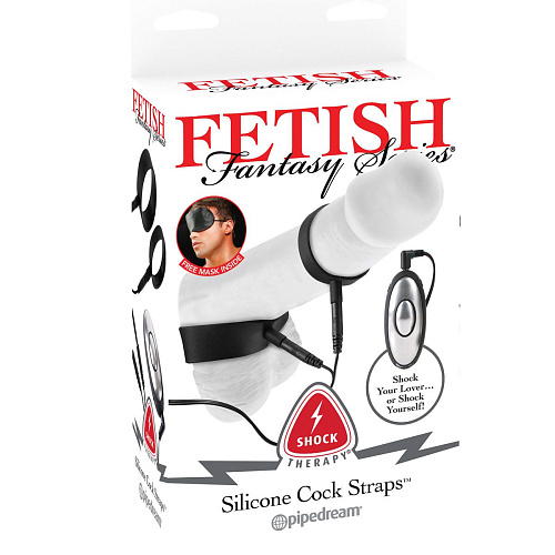 Чёрный электростимулятор с кольцами на пенис и мошонку Pipedream Shock Therapy PD3725-06