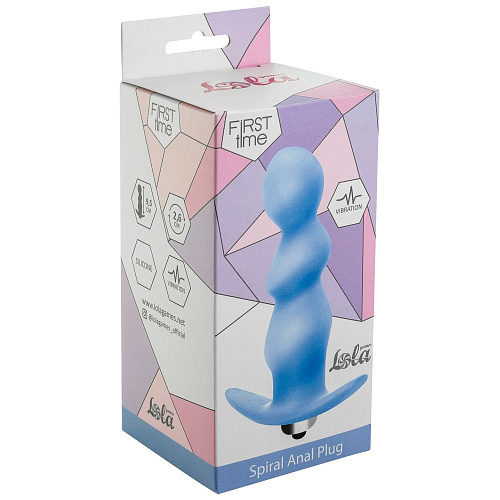 Голубая фигурная анальная вибропробка Lola toys Spiral Anal Plug 5008-02lola (12 см)