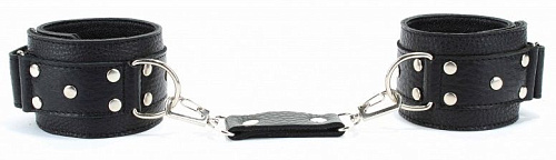 Чёрные кожаные оковы на липучке БДСМ арсенал 56001ars