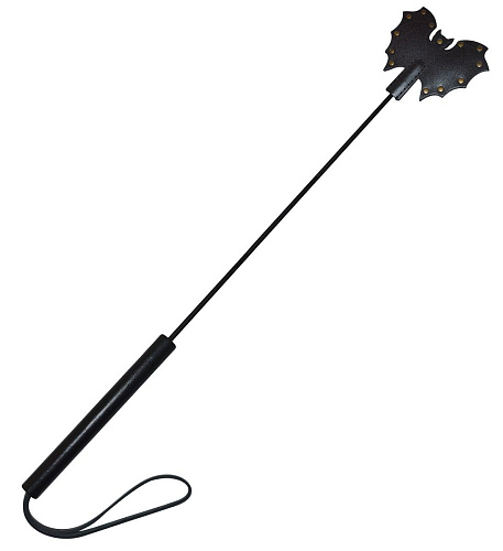 Стек с чёрным матовым кожаным шлепком в виде летучей мыши Sitabella 3338-1 (60 см)