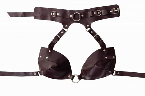 Бордовая сбруя с ошейником БДСМ арсенал 916-01 BX DD (S-M)