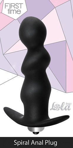 Чёрная анальная пробка с вибрацией Lola toys Spiral Anal Plug 5005-03lola (12 см)