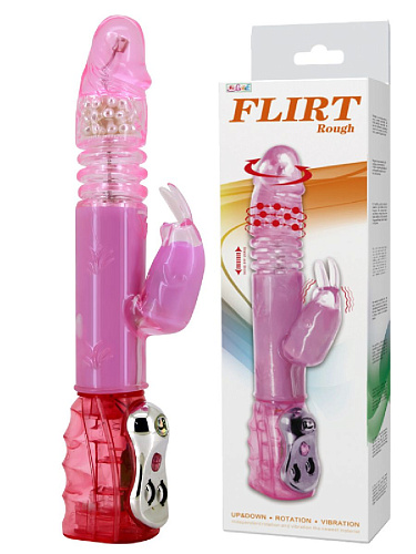 Розовый вибромассажёр с ротацией, возвратно-поступательным движением и стимулятором клитора Baile BW-020525R-0101 (29 см)