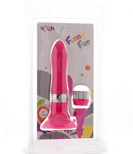 Розовый водонепроницаемый вибратор на присоске со сменной панелью управления Sexus Funny Five 931009-3 (19 см)