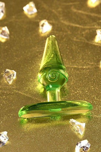 Зелёная анальная втулка с ограничителем ToyFa 881304-7 (6,5 см)