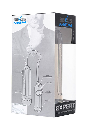 Автоматическая, дымчатая помпа-массажёр для мужчин Sexus 709011
