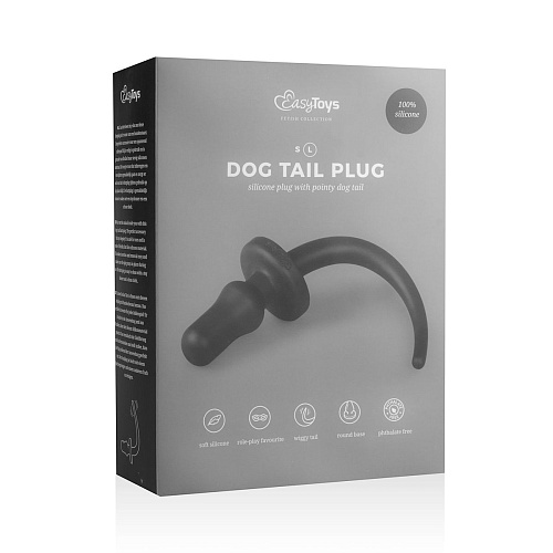 Чёрная анальная втулка с хвостом EDC Wholesale Dog Tail Plug ET323BLK