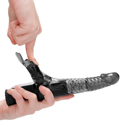 Чёрный вибратор-кролик Shots Media BV Rotating Rabbit SHTO002BLK (23 см)