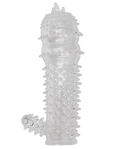 Прозрачная шипастая насадка с язычком Eroticon 30391 (14,2 см)