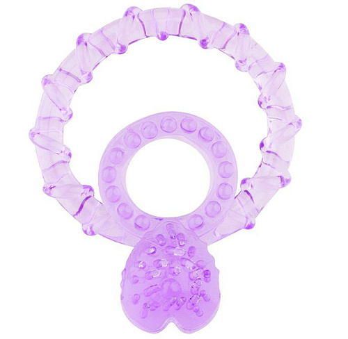 Фиолетовое кольцо с подхватом мошонки и клиторальным язычком Dream Toys BASICX TPR DOUBLE COCKRING 20676