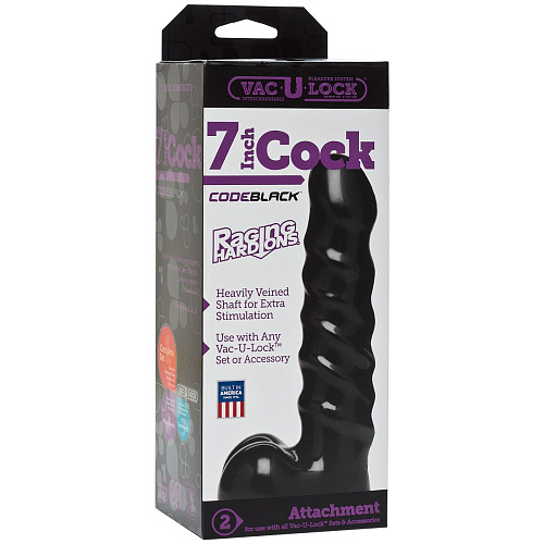 Чёрная насадка-фаллоимитатор для страпона Doc Johnson 1016-27-BX (17,8 см)