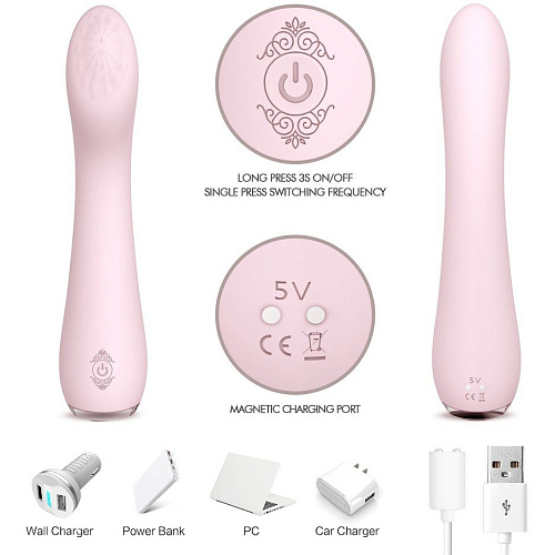 Нежно-розовый вибратор с рельефной головкой S-HANDE LISA SHD-S086 (19,3 см)