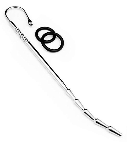 Стимулятор уретры с изогнутым кончиком и 2 фиксирующими кольцами Bior toys NTU-80420