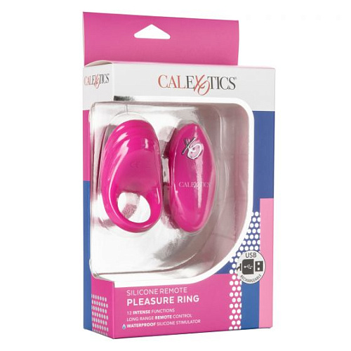 Розовое эрекционное виброкольцо с пультом California Exotic Novelties Silicone Remote Pleasure Ring SE-0077-70-3