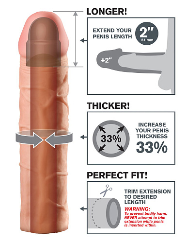 Телесная насадка Pipedream Fantasy X-tensions Perfect 2  Extension PD4111-21 (20,3 см)