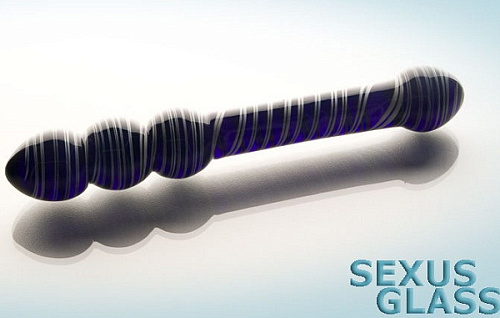 Синий стеклянный двусторонний стимулятор Sexus 912052