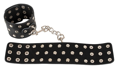 Чёрные наручи с фиксацией цепочкой на двух карабинах Orion Bad Kitty 2492059 1001