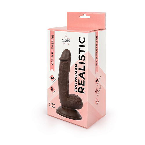 Коричневый реалистичный фаллоимитатор Bior toys Erowoman ER-30053-1