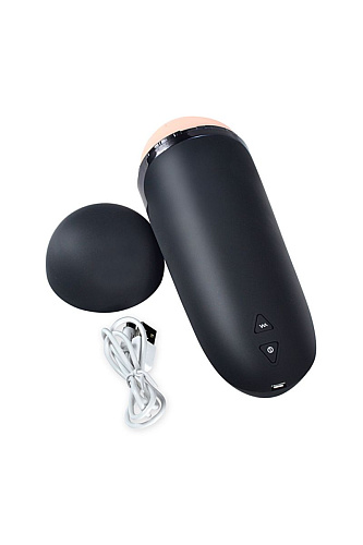 Мастурбатор-вагина чёрного цвета в тубе с вибрацией Xise XS-MA70009