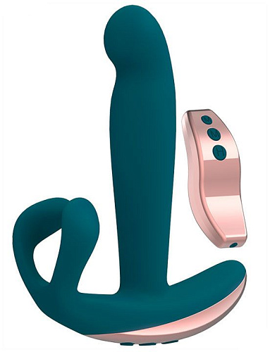 Зелёный анальный вибратор с дополнительным стимулятором ML Creation Remote Hunter ML46 (16,4 см)