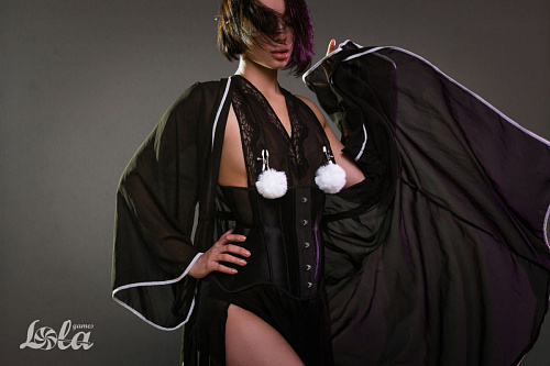 Зажимы на соски с белыми меховыми шариками Lola toys Angelic 1140-01lola