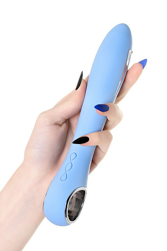 Голубой силиконовый вибратор с электростимуляцией ToyFa GALVANI VIBE 796002 (21 см)